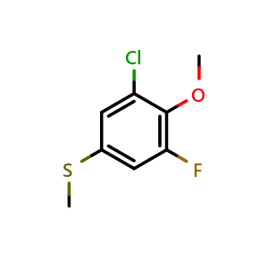 Chemical structure of (3-Chloro-5-fluoro-4-methoxyphenyl)(methyl)sulfane , CAS 2711468-09-4, AChemBlock X173812