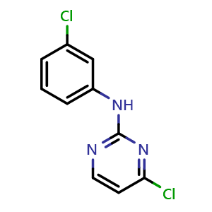 Chemical structure of (3-chloro-phenyl)-(4-chloro-pyrimidine-2-yl)-amine , CAS 950752-52-0, AChemBlock X173814