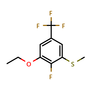 Chemical structure of (3-Ethoxy-2-fluoro-5-(trifluoromethyl)phenyl)(methyl)sulfane , CAS 2706953-52-6, AChemBlock X173820