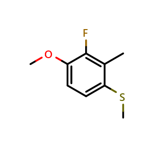 Chemical structure of (3-Fluoro-4-methoxy-2-methylphenyl)(methyl)sulfane , CAS 2586125-94-0, AChemBlock X173852