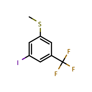 Chemical structure of (3-Iodo-5-(trifluoromethyl)phenyl)(methyl)sulfane , CAS 1822630-80-7, AChemBlock X173870