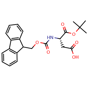 Chemical structure of (3S)-4-tert-butoxy-3-(9H-fluoren-9-ylmethoxycarbonylamino)-4-oxo-butanoic acid , CAS 129460-09-9, AChemBlock X173888