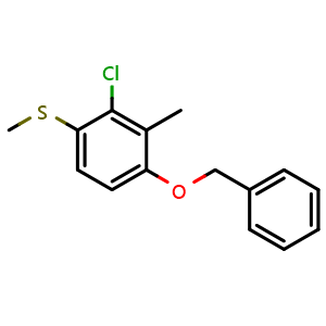 Chemical structure of (4-(Benzyloxy)-2-chloro-3-methylphenyl)(methyl)sulfane , CAS 2764728-81-4, AChemBlock X173898