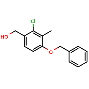 Chemical structure of (4-(Benzyloxy)-2-chloro-3-methylphenyl)methanol , CAS 2764730-77-8, AChemBlock X173899