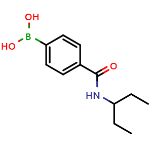 Chemical structure of (4-(pentan-3-ylcarbamoyl)phenyl)boronic acid , CAS 956894-13-6, AChemBlock X173915