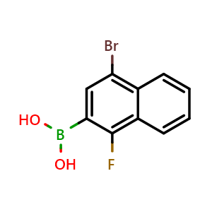 Chemical structure of (4-Bromo-1-fluoronaphthalen-2-yl)boronic acid , CAS 913836-09-6, AChemBlock X173930