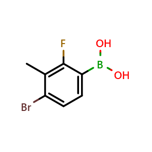 Chemical structure of (4-Bromo-2-fluoro-3-methylphenyl)boronic acid , CAS 2377605-73-5, AChemBlock X173947