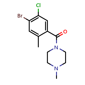 Chemical structure of (4-Bromo-5-chloro-2-methylphenyl)(4-methylpiperazin-1-yl)methanone , CAS 2734773-71-6, AChemBlock X173961