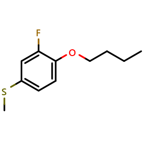 Chemical structure of (4-Butoxy-3-fluorophenyl)(methyl)sulfane , CAS 1443340-16-6, AChemBlock X173972