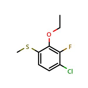 Chemical structure of (4-Chloro-2-ethoxy-3-fluorophenyl)(methyl)sulfane , CAS 2705855-83-8, AChemBlock X173979