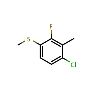 Chemical structure of (4-Chloro-2-fluoro-3-methylphenyl)(methyl)sulfane , CAS 1804878-51-0, AChemBlock X173987