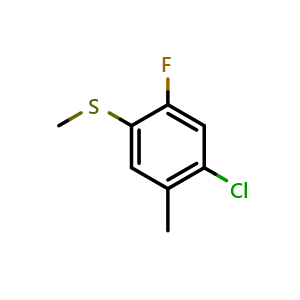Chemical structure of (4-Chloro-2-fluoro-5-methylphenyl)(methyl)sulfane , CAS 1805954-46-4, AChemBlock X173988