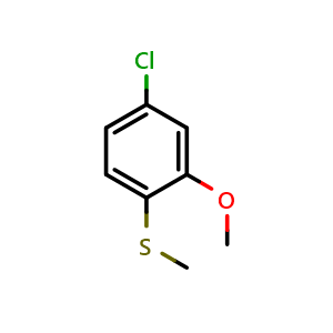Chemical structure of (4-Chloro-2-methoxyphenyl)(methyl)sulfane , CAS 23385-52-6, AChemBlock X173994