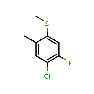 Chemical structure of (4-Chloro-5-fluoro-2-methylphenyl)(methyl)sulfane , CAS 1807037-24-6, AChemBlock X174006
