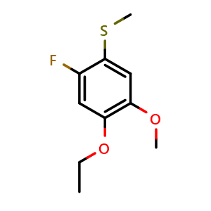 Chemical structure of (4-Ethoxy-2-fluoro-5-methoxyphenyl)(methyl)sulfane , CAS 2711575-55-0, AChemBlock X174014