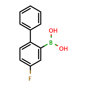Chemical structure of (4-Fluoro-[1,1'-biphenyl]-2-yl)boronic acid , CAS 2243975-77-9, AChemBlock X174022