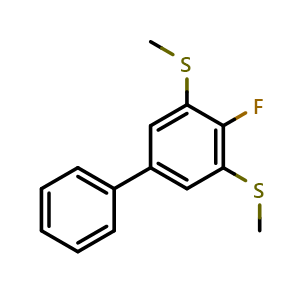 Chemical structure of (4-Fluoro-[1,1'-biphenyl]-3,5-diyl)bis(methylsulfane) , CAS 2764731-34-0, AChemBlock X174023