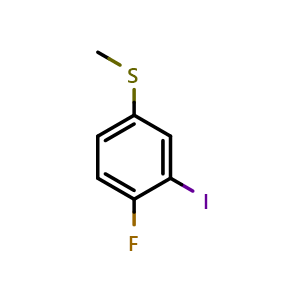 Chemical structure of (4-Fluoro-3-iodophenyl)(methyl)sulfane , CAS 2586126-82-9, AChemBlock X174038