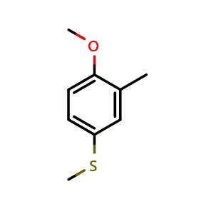 Chemical structure of (4-Methoxy-3-methylphenyl)(methyl)sulfane , CAS 50390-78-8, AChemBlock X174061