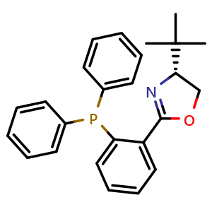 Chemical structure of (4R)-4-(1,1-dimethylethyl)-2-[2-(diphenylphosphino)phenyl]-4,5-dihydro-Oxazole , CAS 164858-79-1, AChemBlock X174071