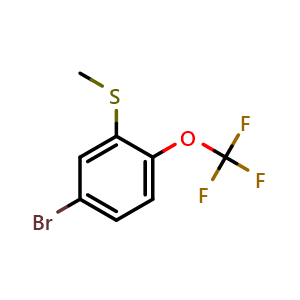 Chemical structure of (5-Bromo-2-(trifluoromethoxy)phenyl)(methyl)sulfane , CAS 2169014-04-2, AChemBlock X174085
