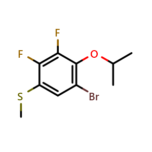 Chemical structure of (5-Bromo-2,3-difluoro-4-isopropoxyphenyl)(methyl)sulfane , CAS 2586126-62-5, AChemBlock X174086
