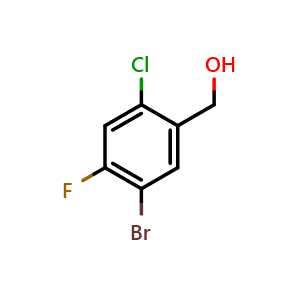 Chemical structure of (5-Bromo-2-chloro-4-fluorophenyl)methanol , CAS 1313512-86-5, AChemBlock X174094