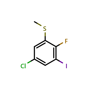 Chemical structure of (5-Chloro-2-fluoro-3-iodophenyl)(methyl)sulfane , CAS 2708260-04-0, AChemBlock X174143