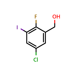 Chemical structure of (5-Chloro-2-fluoro-3-iodophenyl)methanol , CAS 2383985-59-7, AChemBlock X174144