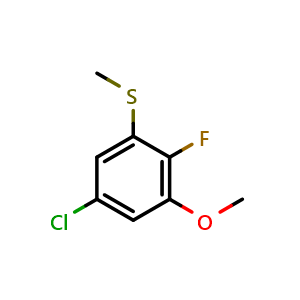 Chemical structure of (5-Chloro-2-fluoro-3-methoxyphenyl)(methyl)sulfane , CAS 1452479-02-5, AChemBlock X174145
