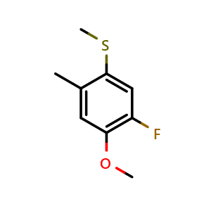 Chemical structure of (5-Fluoro-4-methoxy-2-methylphenyl)(methyl)sulfane , CAS 2711177-57-8, AChemBlock X174176