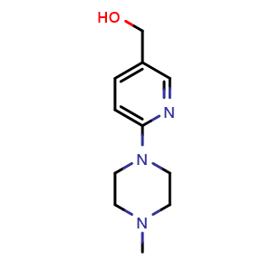 Chemical structure of (6-(4-methylpiperazin-1-yl)pyridin-3-yl)methanol , CAS 1249436-00-7, AChemBlock X174186