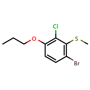 Chemical structure of (6-Bromo-2-chloro-3-propoxyphenyl)(methyl)sulfane , CAS 2807463-95-0, AChemBlock X174199