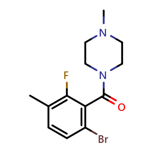 Chemical structure of (6-Bromo-2-fluoro-3-methylphenyl)(4-methylpiperazin-1-yl)methanone , CAS 2734775-52-9, AChemBlock X174205