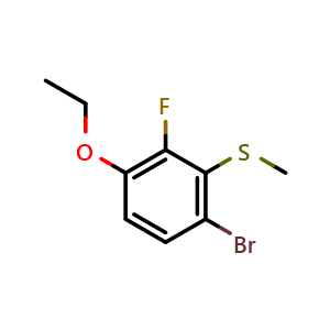 Chemical structure of (6-Bromo-3-ethoxy-2-fluorophenyl)(methyl)sulfane , CAS 2643368-28-7, AChemBlock X174213