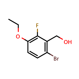 Chemical structure of (6-Bromo-3-ethoxy-2-fluorophenyl)methanol , CAS 2386997-70-0, AChemBlock X174214