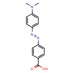 Chemical structure of (E)-4-((4-(dimethylamino)phenyl)diazenyl)benzoic acid , CAS 6268-49-1, AChemBlock X174248