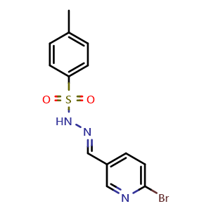 Chemical structure of (E)-N'-((6-bromopyridin-3-yl)methylene)-4-methylbenzenesulfonohydrazide , CAS 2432855-00-8, AChemBlock X174264
