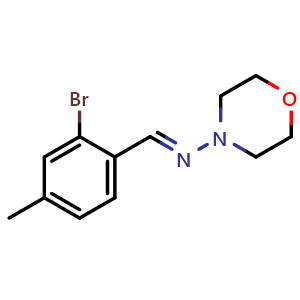 Chemical structure of (E)-N-(2-bromo-4-methylbenzylidene)morpholin-4-amine , CAS 2734780-28-8, AChemBlock X174265