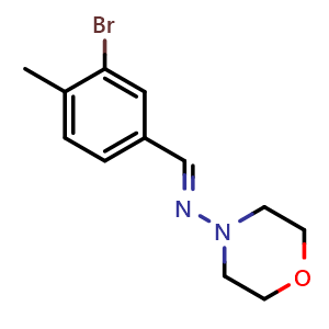 Chemical structure of (E)-N-(3-bromo-4-methylbenzylidene)morpholin-4-amine , CAS 2734780-24-4, AChemBlock X174269