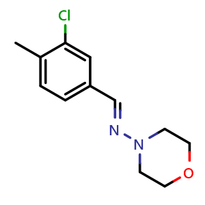 Chemical structure of (E)-N-(3-chloro-4-methylbenzylidene)morpholin-4-amine , CAS 2734780-19-7, AChemBlock X174271