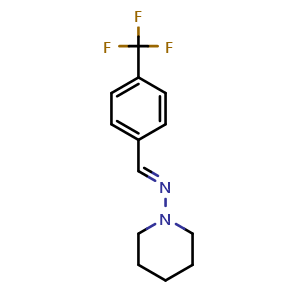 Chemical structure of (E)-N-(4-(trifluoromethyl)benzylidene)piperidin-1-amine , CAS 2078016-00-7, AChemBlock X174274