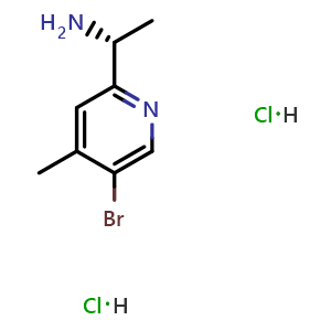 Chemical structure of (R)-1-(5-bromo-4-methylpyridin-2-yl)ethanamine dihydrochloride , CAS 2703664-73-5, AChemBlock X174285
