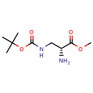 Chemical structure of (R)-Methyl 2-amino-3-((tert-butoxycarbonyl)amino)propanoate , CAS 363191-25-7, AChemBlock X174298