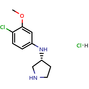Chemical structure of (R)-N-(4-chloro-3-methoxyphenyl)pyrrolidin-3-amine hydrochloride , CAS 2828223-32-9, AChemBlock X174300