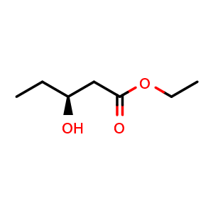 Chemical structure of (S)-3-hydroxypentanoic acid ethyl ester , CAS 73143-67-6, AChemBlock X174322