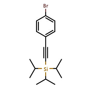 Chemical structure of [2-(4-bromophenyl)ethynyl]tris(propan-2-yl)silane , CAS 271242-20-7, AChemBlock X174336