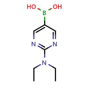 Chemical structure of [2-(Diethylamino)pyrimidin-5-yl]boronic acid , CAS 1888409-34-4, AChemBlock X174338