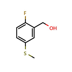 Chemical structure of [2-Fluoro-5-(methylsulfanyl)phenyl]methanol , CAS 1510440-59-1, AChemBlock X174340