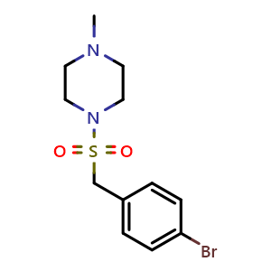 Chemical structure of 1-((4-bromobenzyl)sulfonyl)-4-methylpiperazine , CAS 950229-48-8, AChemBlock X174358